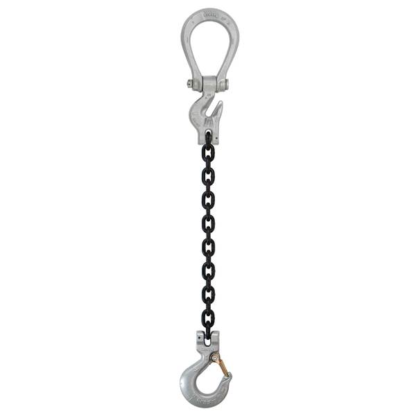 Us Cargo Control 3/8" x 10', Crosby Adjust. SingleLeg Chain Sling w/ Sling Hook-Grade100 38G100SOSA-10-CR